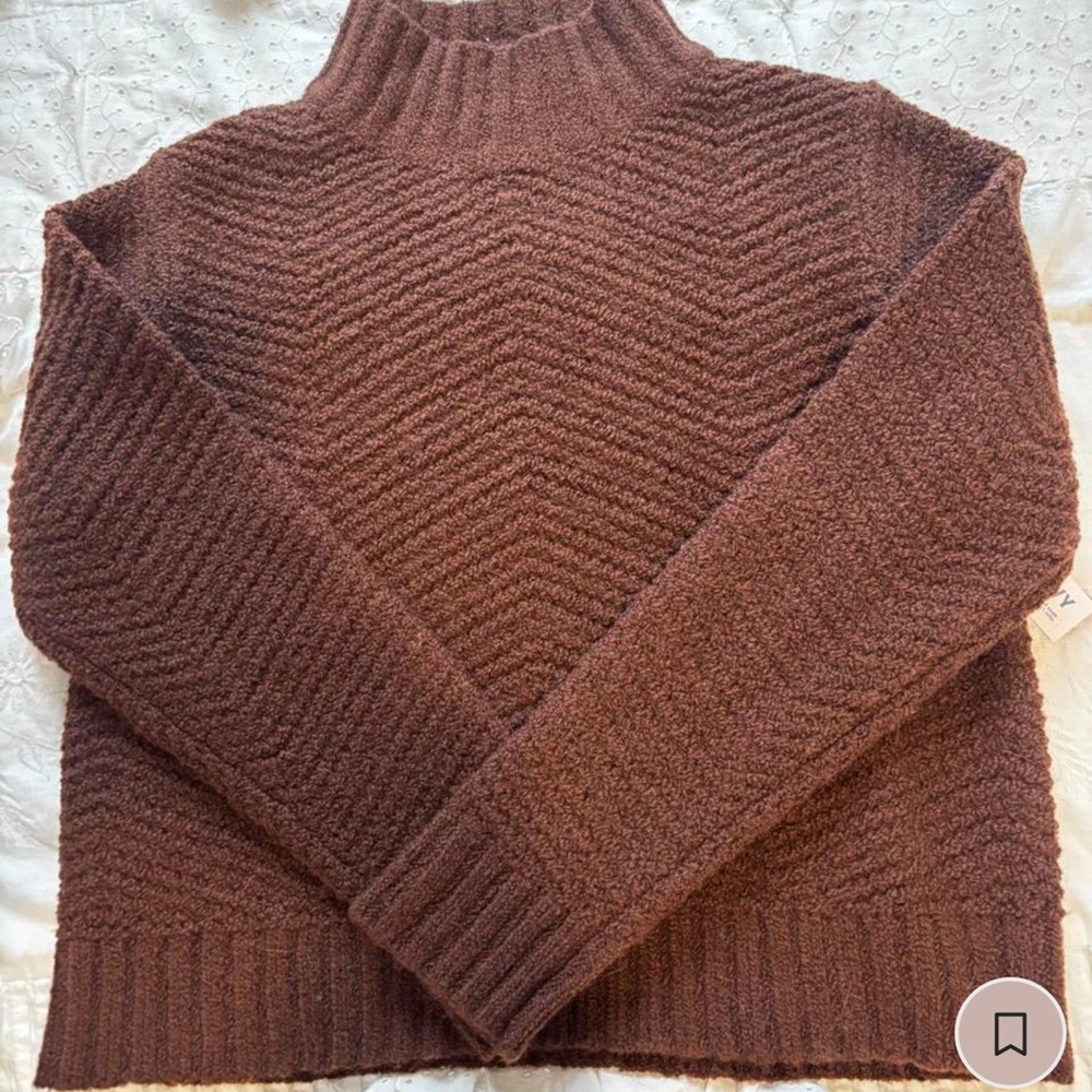 Old Navy Brown Crew Neck Sweater with Textured Knit